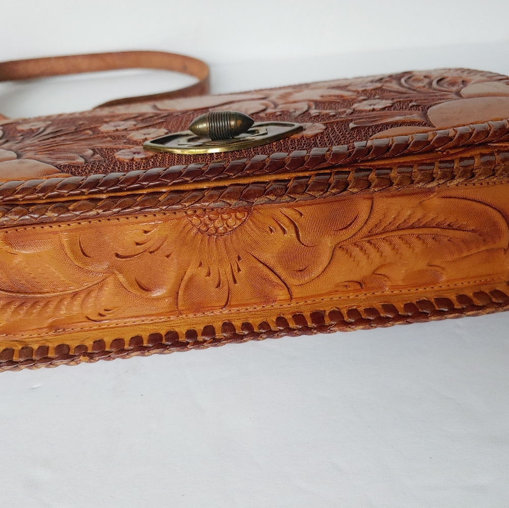 Vintage Tooled Leather Bag - image 4